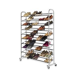 60 pair shoe rack. Sturdy black and metal & wheels
